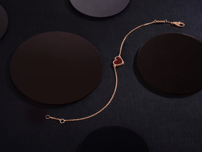 [BIJOUX]HEART CARNELIAN PINK GOLD BRACELET