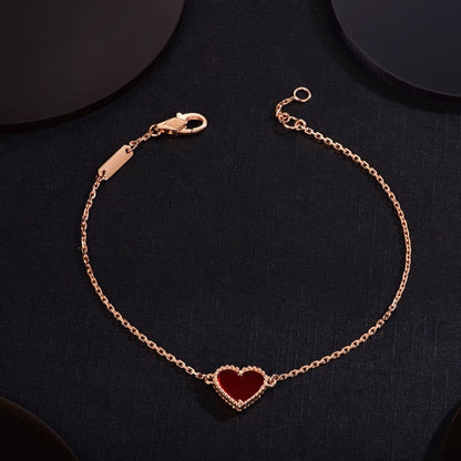 [BIJOUX]HEART CARNELIAN PINK GOLD BRACELET