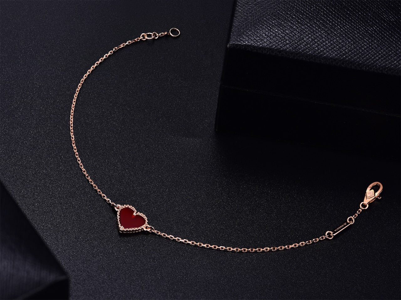 [BIJOUX]HEART CARNELIAN PINK GOLD BRACELET