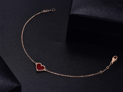 [BIJOUX]HEART CARNELIAN PINK GOLD BRACELET