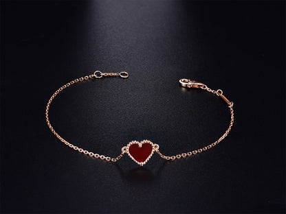 [BIJOUX]HEART CARNELIAN PINK GOLD BRACELET