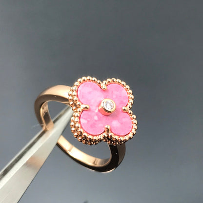 [BIJOUX]CLOVER RHODONITE ROSE GOLD RING