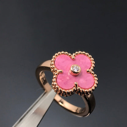 [BIJOUX]CLOVER RHODONITE ROSE GOLD RING