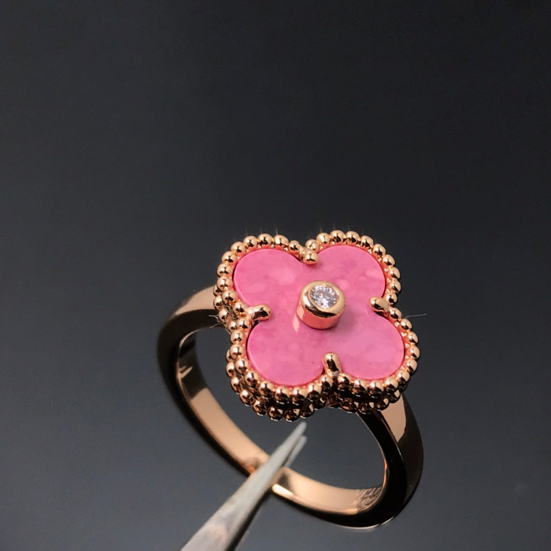 [BIJOUX]CLOVER RHODONITE ROSE GOLD RING