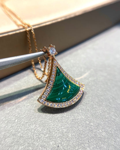 [BIJOUX] COLLIER DREAM MALACHITE PAVÉ DIAMANTS OR ROSE