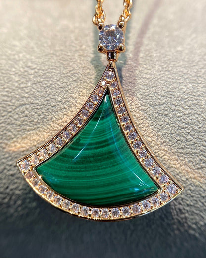 [BIJOUX] COLLIER DREAM MALACHITE PAVÉ DIAMANTS OR ROSE