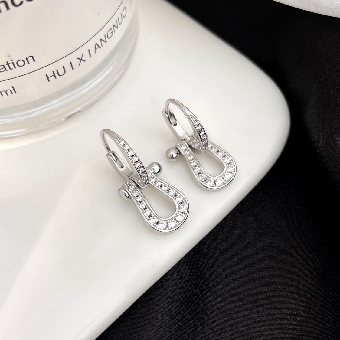 [BIJOUX]FORCE 10 FULL DIAMOND DROP EARRINGS MEDIUM MODEL