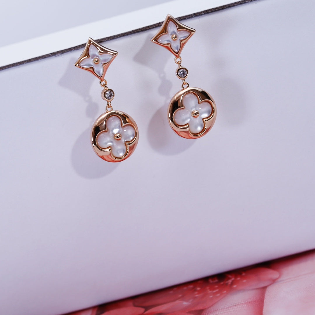 [BIJOUX]STAR AND SUN PINK GOLD MOP DROP EARRINGS