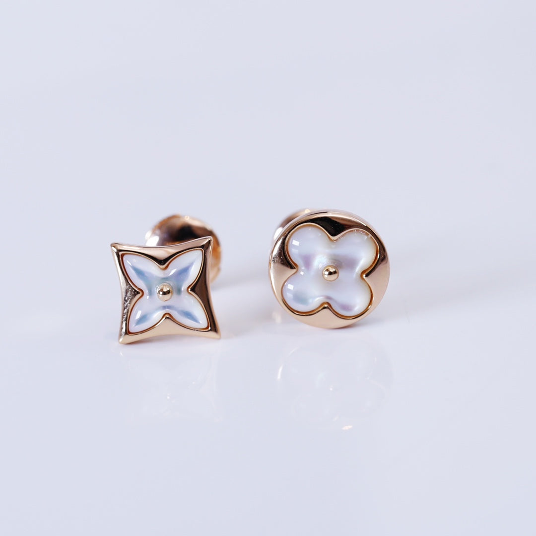 [BIJOUX]STAR AND SUN PINK GOLD MOP STUD EARRINGS