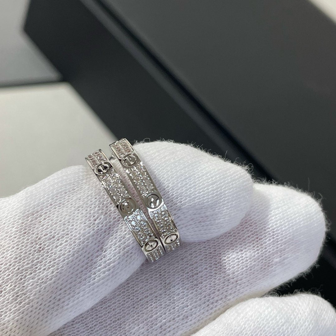 [BIJOUX]LOVE DIAMOND SILVER HOOP EARRINGS