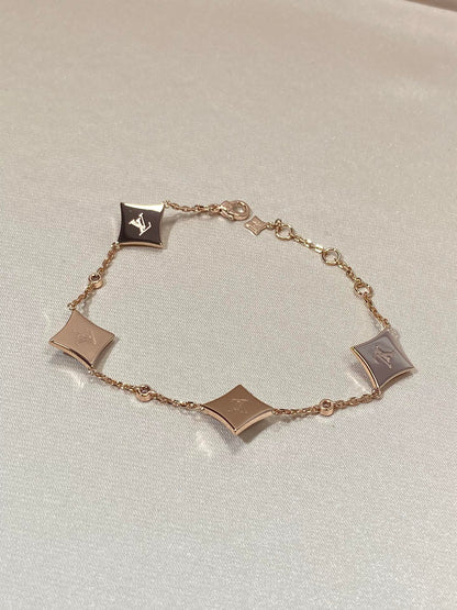 [BIJOUX]STAR 4 MOTIF MOP DIAMOND PINK GOLD BRACELET