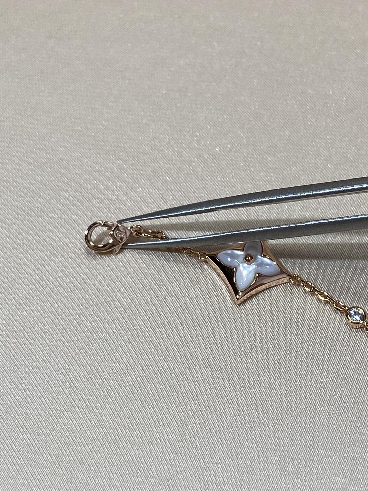 [BIJOUX]STAR 4 MOTIF MOP DIAMOND PINK GOLD BRACELET