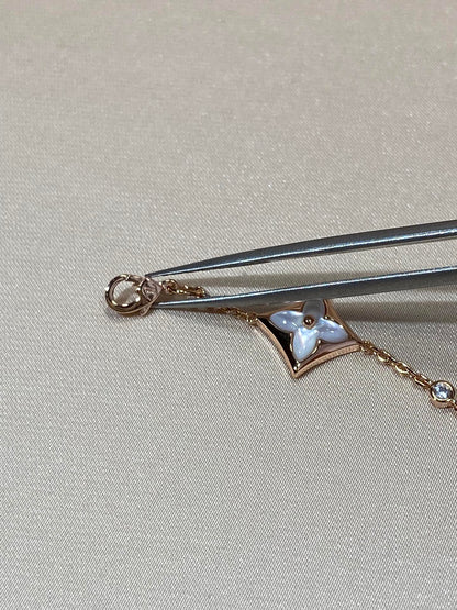 [BIJOUX]STAR 4 MOTIF MOP DIAMOND PINK GOLD BRACELET