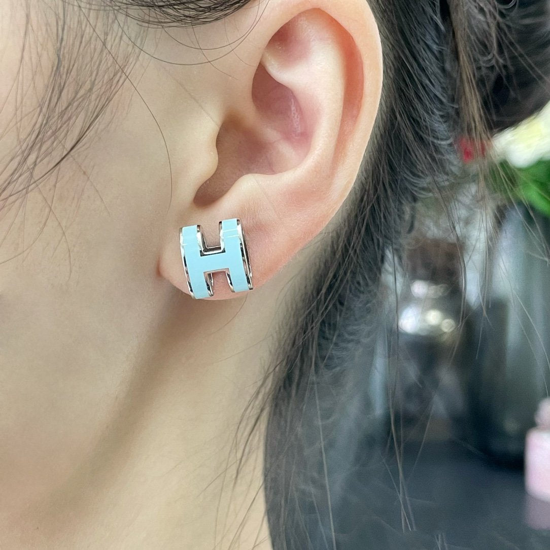 [BIJOUX]POP H SKY BLUE STUD EARRINGS