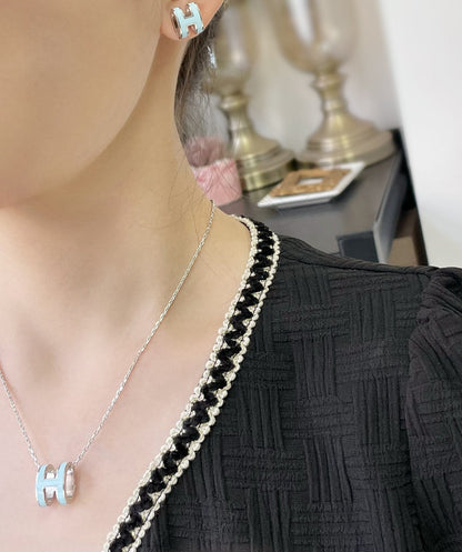 [BIJOUX]POP H SKY BLUE STUD EARRINGS