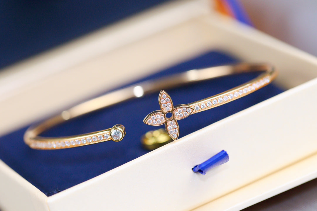 [BIJOUX] イディル ピンクゴールド オープンブレスレット ダイヤモンドパヴェ