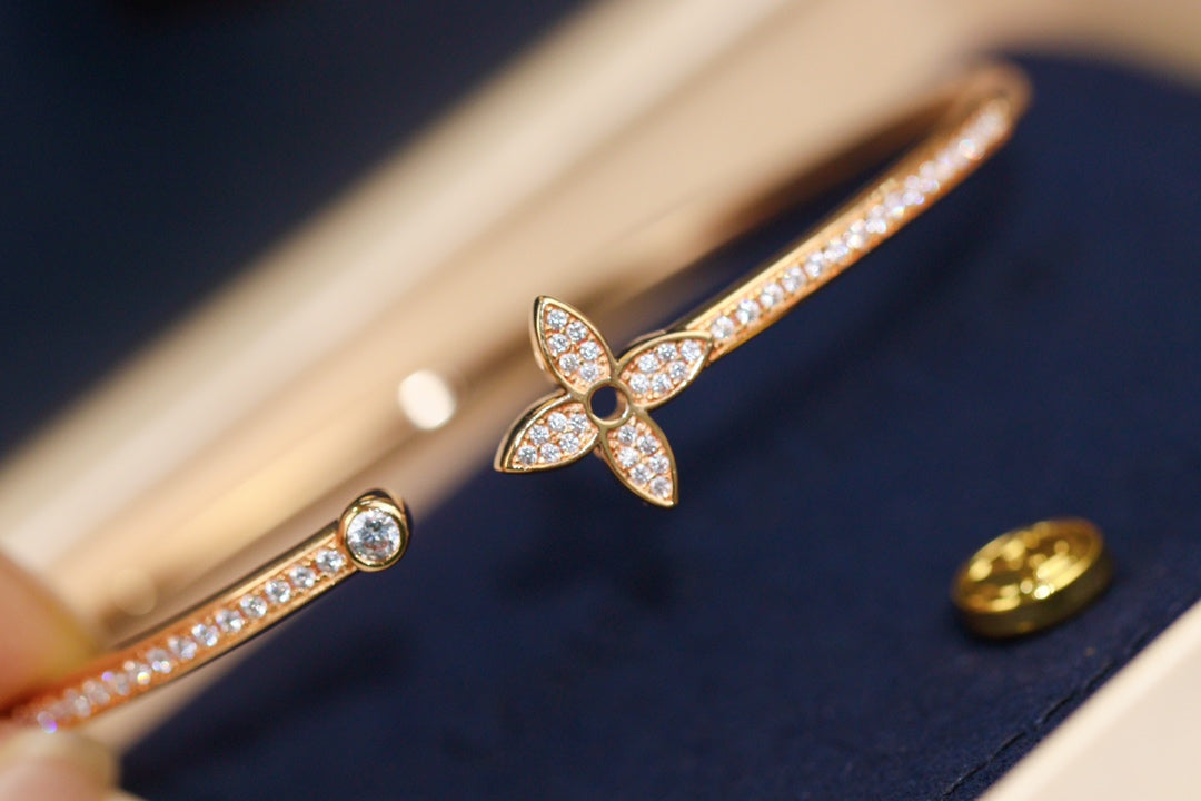 [BIJOUX] イディル ピンクゴールド オープンブレスレット ダイヤモンドパヴェ