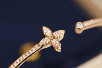 [BIJOUX] イディル ピンクゴールド オープンブレスレット ダイヤモンドパヴェ