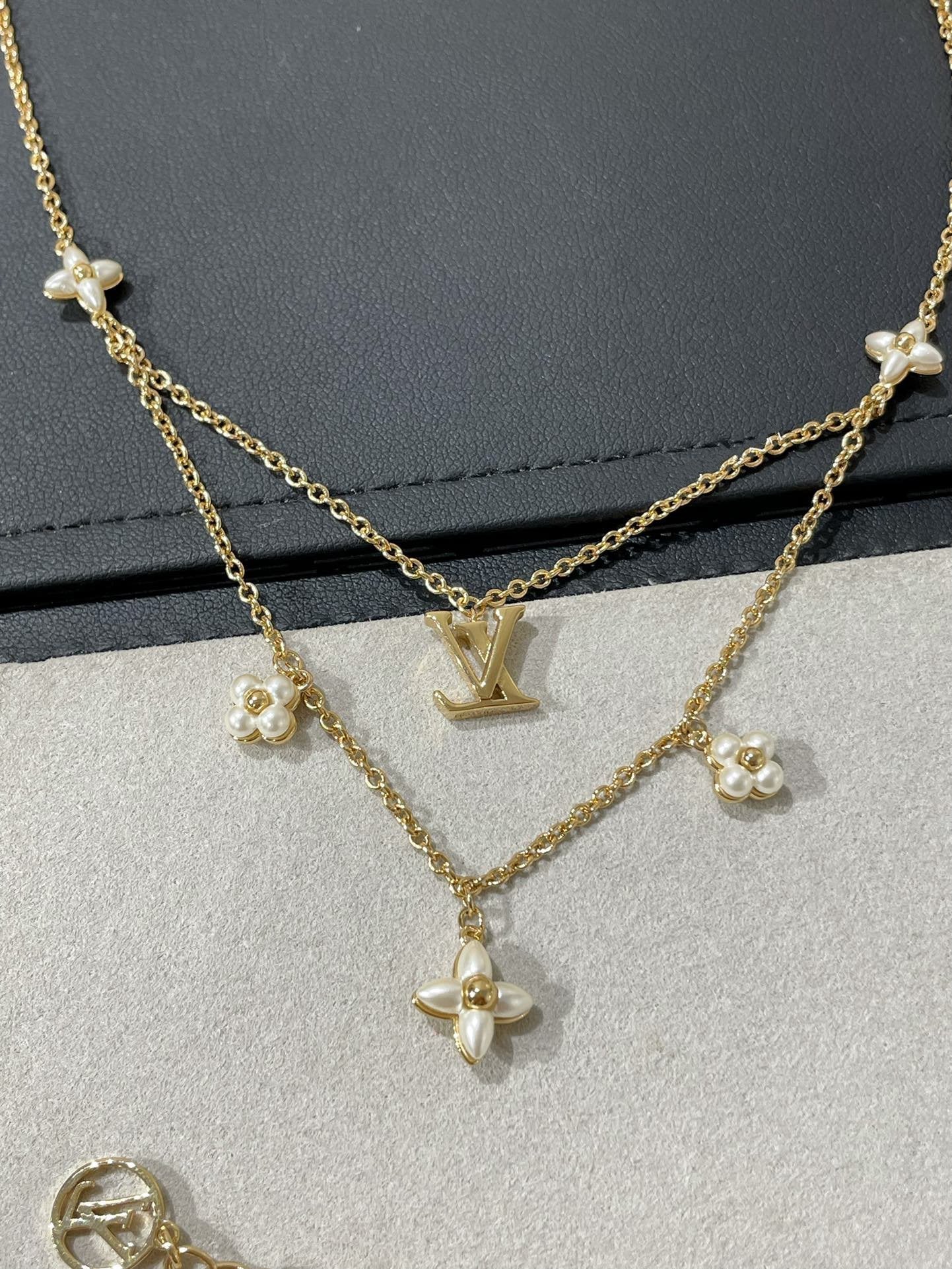 [BIJOUX]FLOWERGRAM GOLD MOP DOUBLE ROW NECKLACE