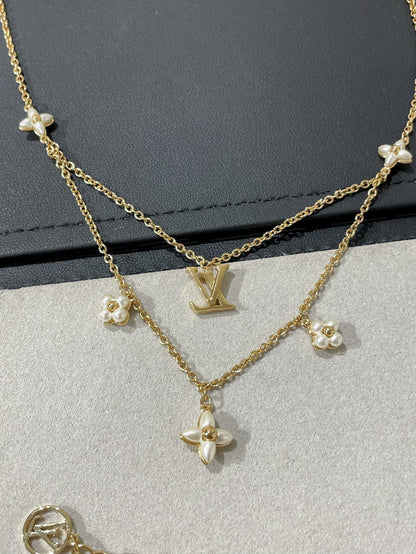 [BIJOUX]FLOWERGRAM GOLD MOP DOUBLE ROW NECKLACE