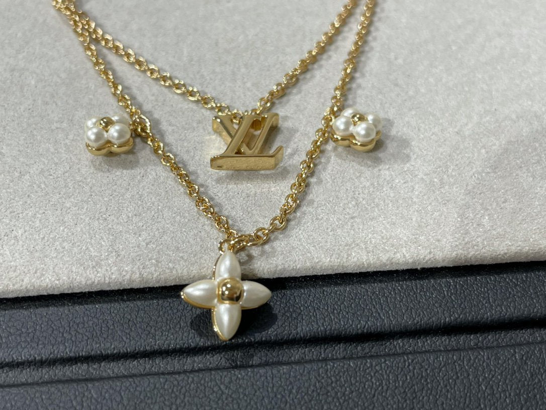 [BIJOUX]FLOWERGRAM GOLD MOP DOUBLE ROW NECKLACE