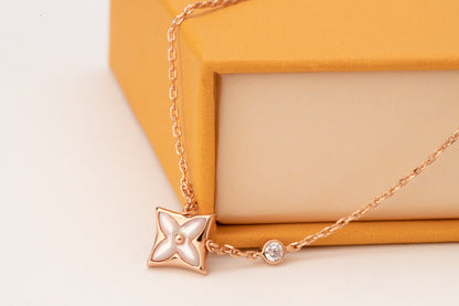 [BIJOUX]STAR PINK MOP 1 DIAMOND PINK GOLD NECKLACE