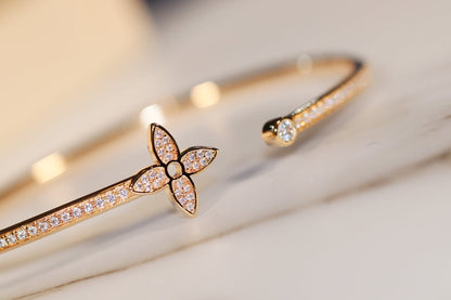 [BIJOUX] IDYLLE GOLD OPEN BRACELET DIAMOND PAVED