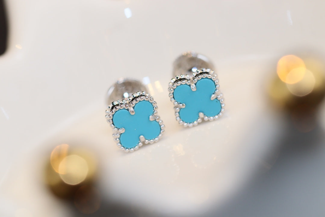[BIJOUX]CLOVER MINI TURQUOISE SILVER STUD EARRINGS
