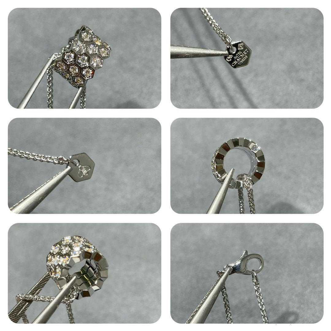 [BIJOUX]BEE LOVE DIAMOND PAVED 3 ROW NECKLACE