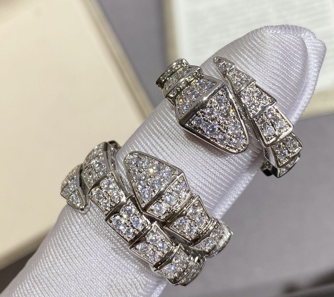 [BIJOUX]SERPENTI LARGE RING SILVER DIAMOND PAVED