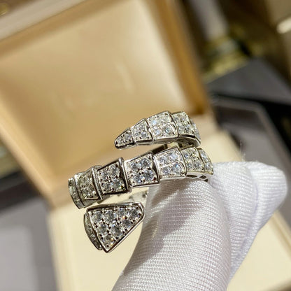 [BIJOUX]SERPENTI DOUBLE RING SILVER DIAMOND PAVED