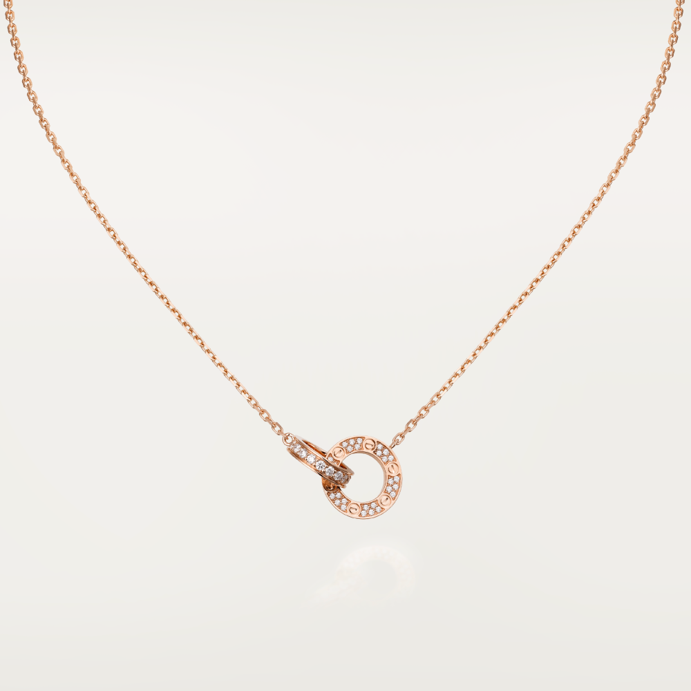 [BIJOUX] COLLIER LOVE 7,6MM OR ROSE ET ARGENT FULL DIAMOND
