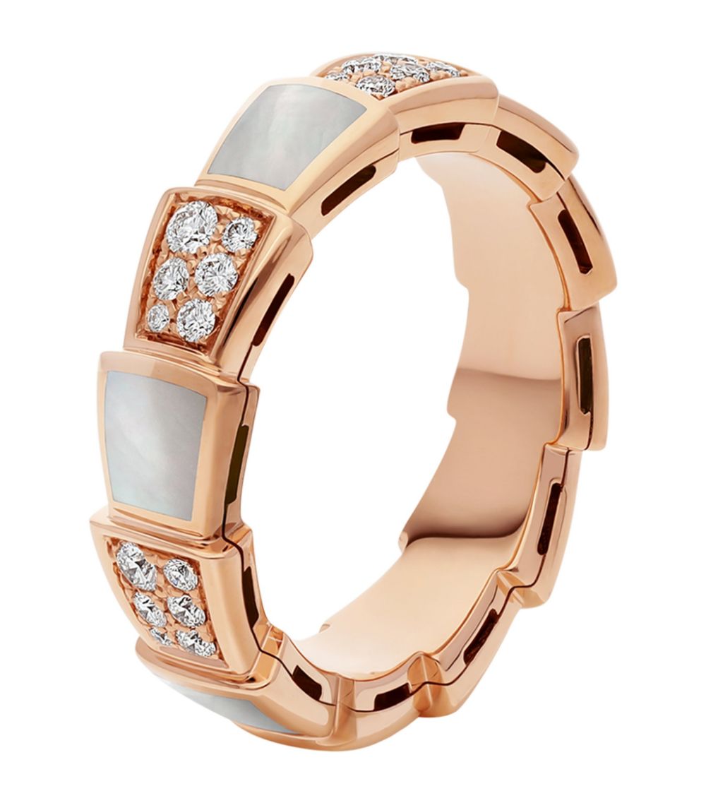 [BIJOUX]SERPENTI RING PINK GOLD MOP DIAMOND PAVED 4MM