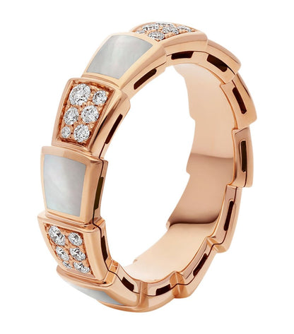 [BIJOUX]SERPENTI RING PINK GOLD MOP DIAMOND PAVED 4MM