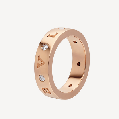 [BIJOUX]ZERO 1 ESSENTIAL PINK GOLD BAND WITH DIAMONDS RING