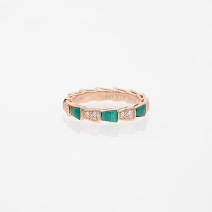 [BIJOUX]SERPENTI RING PINK GOLD MALACHITE DIAMOND 3MM