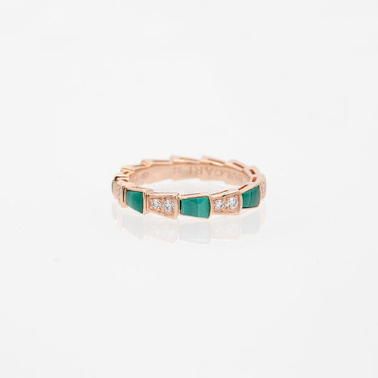 [BIJOUX]SERPENTI RING PINK GOLD MALACHITE DIAMOND 3MM