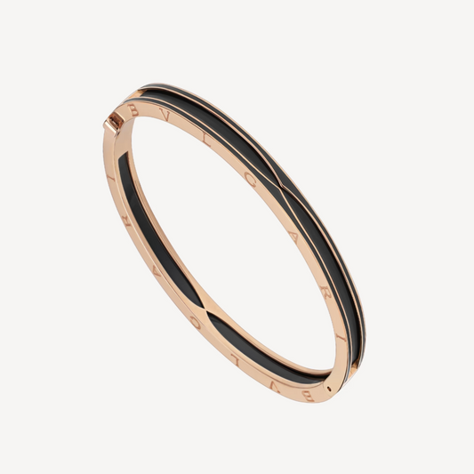 [BIJOUX]BRACELET ZERO 1 EN OR ROSE AVEC CÉRAMIQUE NOIRE MAT