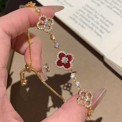 [BIJOUX]CLOVER 5 MOTIF PINK BLUE RED WHITE BRACELET