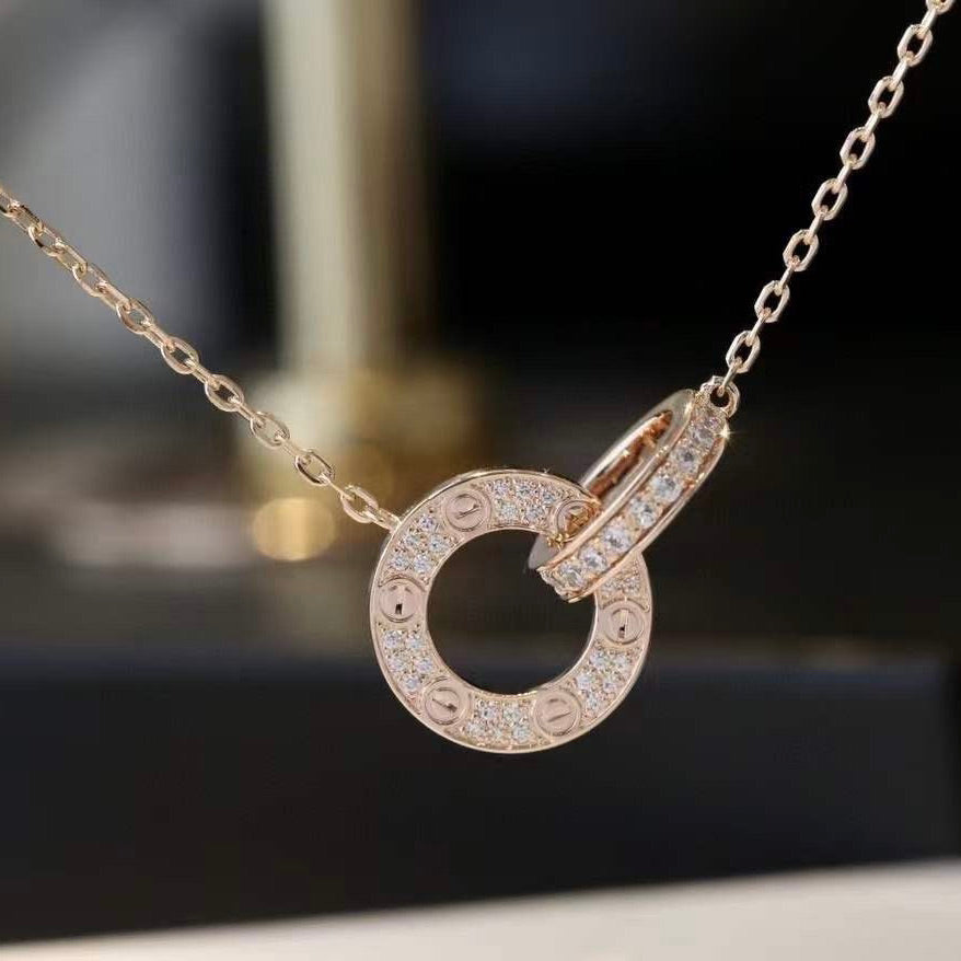 [BIJOUX] COLLIER LOVE 7,6MM OR ROSE ET ARGENT FULL DIAMOND