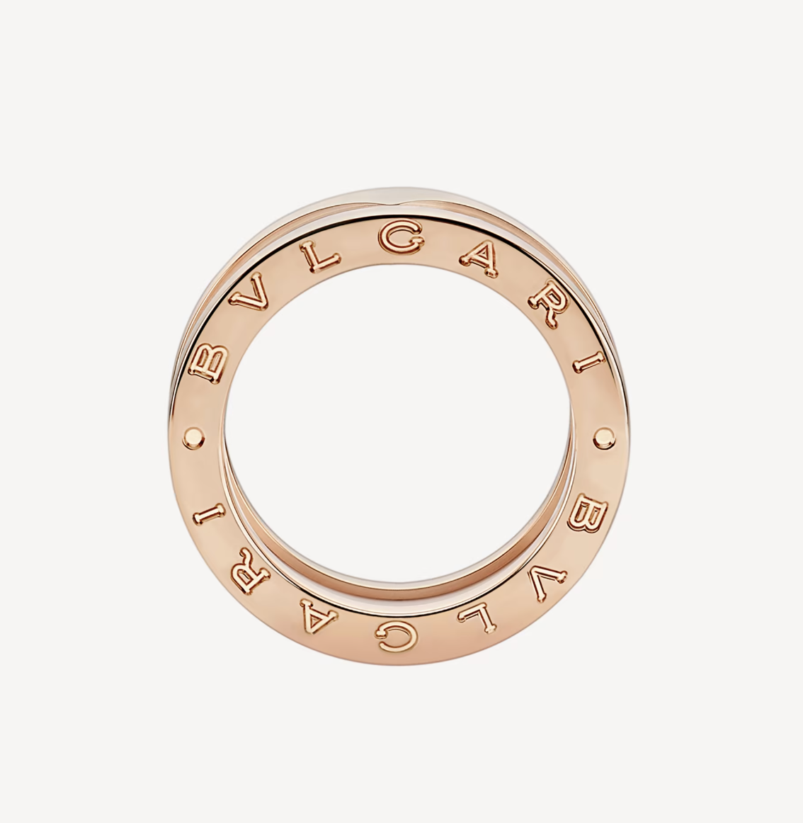 [BIJOUX]ZERO 1 TWO-BAND LOOPS AND WHITE CERAMIC SPIRAL PINK GOLD RING