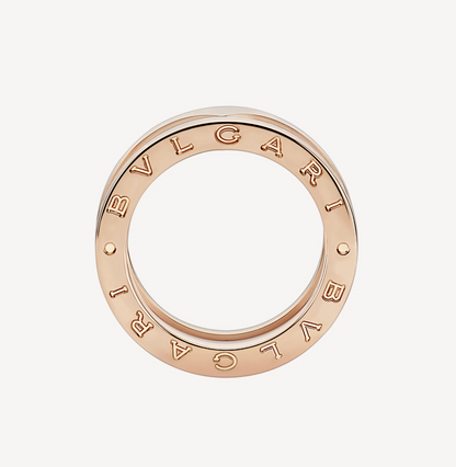 [BIJOUX]ZERO 1 TWO-BAND LOOPS AND WHITE CERAMIC SPIRAL PINK GOLD RING