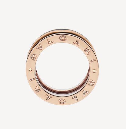 [BIJOUX]ZERO 1 TWO-BAND WITH MATTE BLACK CERAMIC PINK GOLD RING