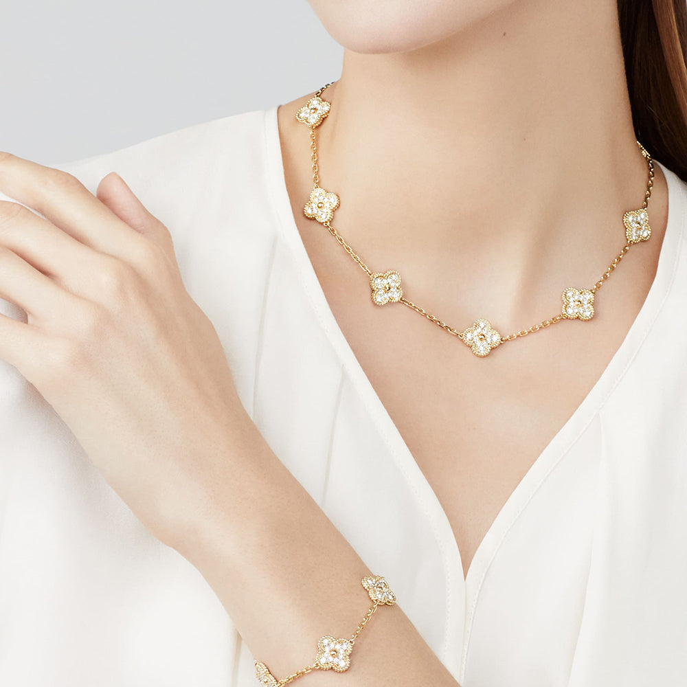 [BIJOUX]CLOVER 10 MOTIFS DIAMOND NECKLACE