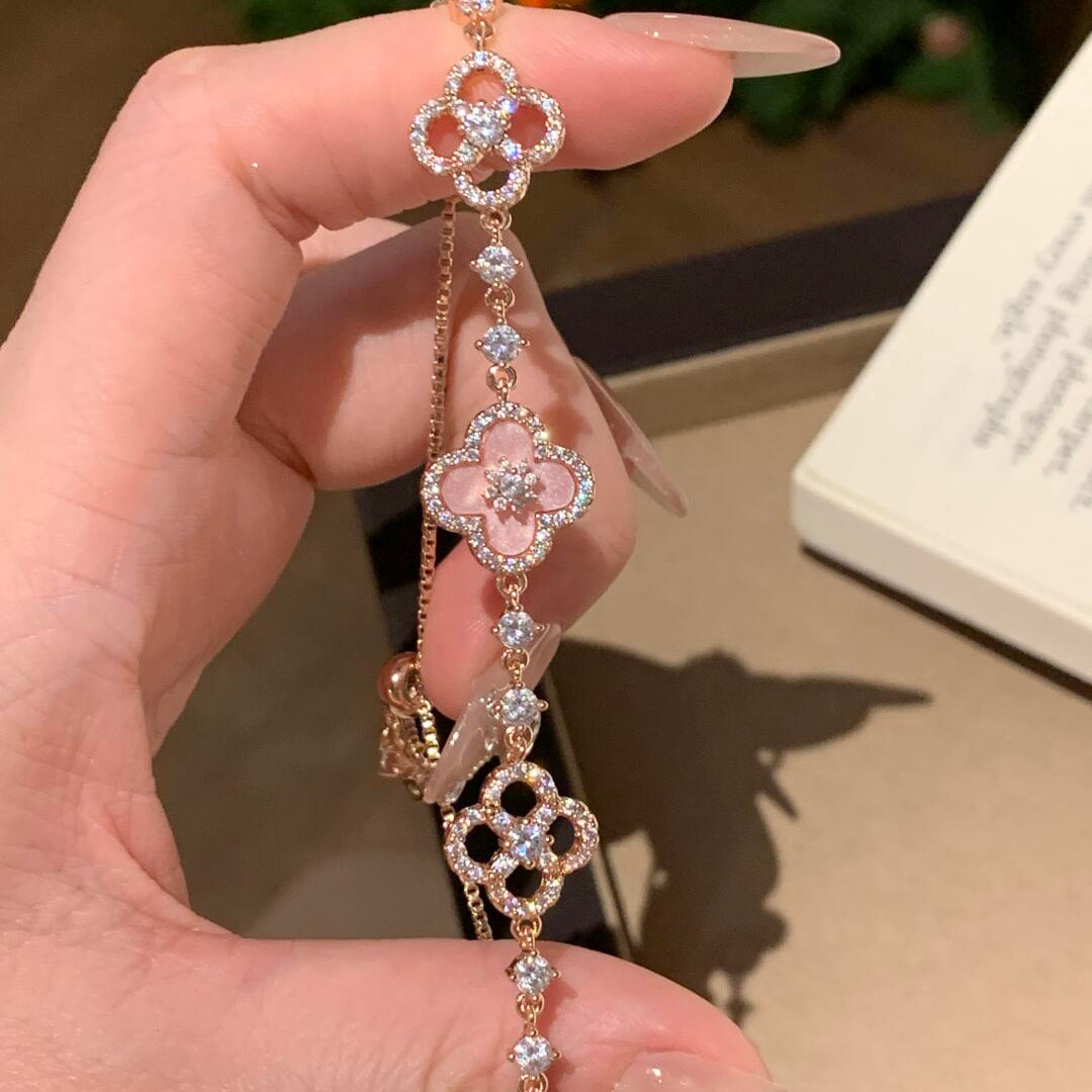 [BIJOUX]CLOVER 5 MOTIF PINK BLUE RED WHITE BRACELET