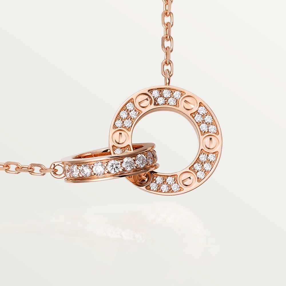 [BIJOUX] COLLIER LOVE 7,6MM OR ROSE ET ARGENT FULL DIAMOND