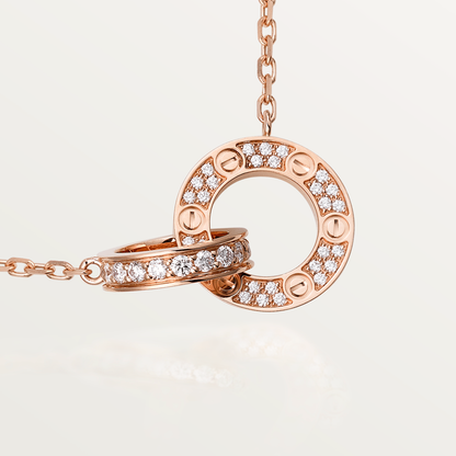 [BIJOUX] COLLIER LOVE 7,6MM OR ROSE ET ARGENT FULL DIAMOND