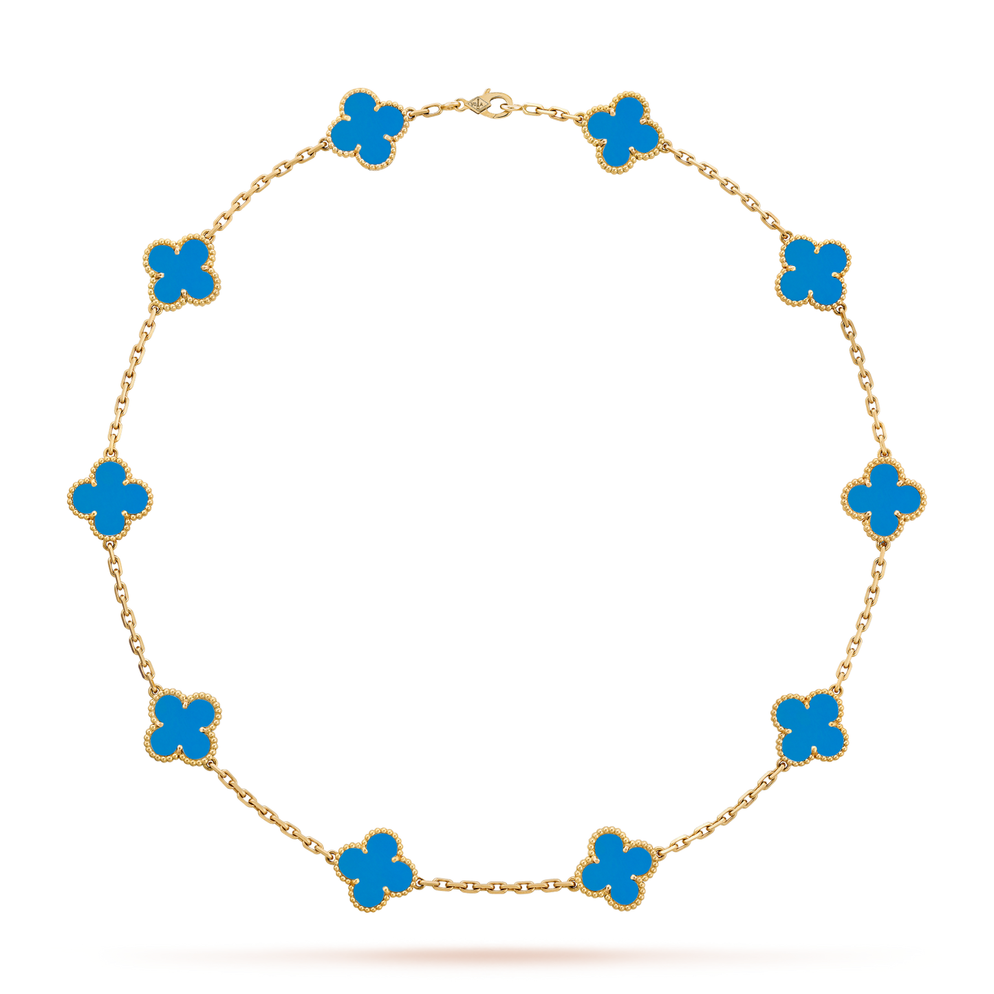 [BIJOUX]CLOVER 10 MOTIFS BLUE AGATE NECKLACE