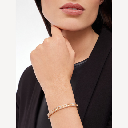 [BIJOUX]ZERO 1 SPIRAL AND PAVED DIAMOND PINK GOLD BRACELET
