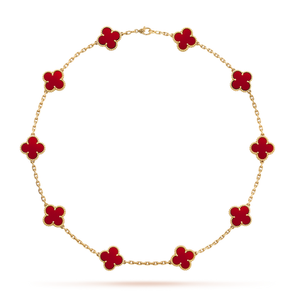 [BIJOUX]CLOVER 10 MOTIFS CARNELIAN NECKLACE
